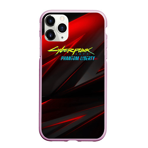 Чехол iPhone 11 Pro матовый Cyberpunk 2077 phantom liberty red black logo / 3D-Розовый – фото 1