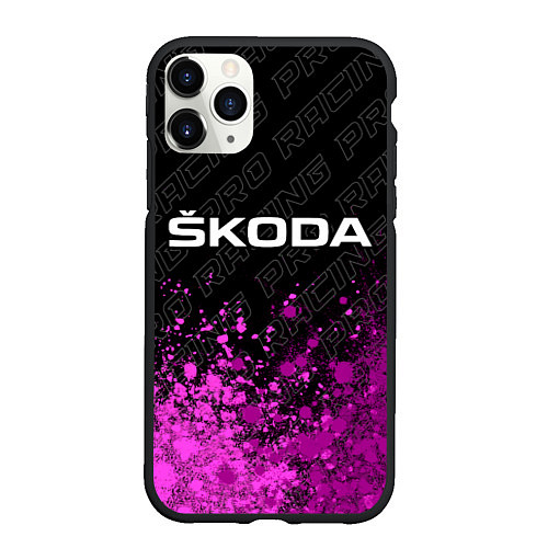 Чехол iPhone 11 Pro матовый Skoda pro racing: символ сверху / 3D-Черный – фото 1