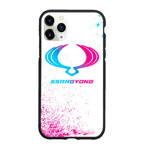 Чехол iPhone 11 Pro матовый SsangYong neon gradient style / 3D-Черный – фото 1