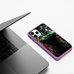 Чехол iPhone 11 Pro матовый Броня киберпанк 2077 призрачная свобода, цвет: 3D-фиолетовый — фото 2