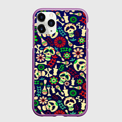 Чехол iPhone 11 Pro матовый Мексиканский карнавал - Carnaval Mexicano, цвет: 3D-фиолетовый
