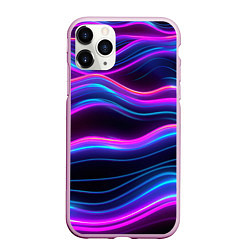Чехол iPhone 11 Pro матовый Фиолетовые неоновые волны, цвет: 3D-розовый