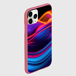 Чехол iPhone 11 Pro матовый Яркие неоновые волны, цвет: 3D-малиновый — фото 2