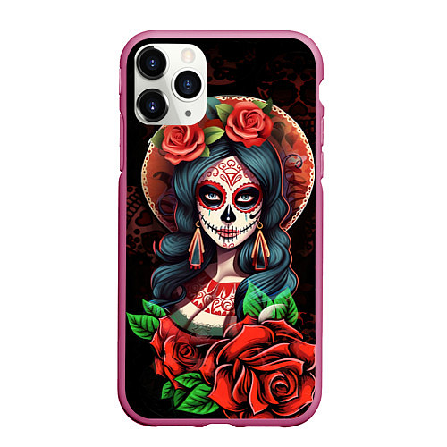 Чехол iPhone 11 Pro матовый Паломница - La Peregrina / 3D-Малиновый – фото 1