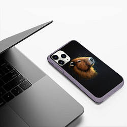 Чехол iPhone 11 Pro матовый Вышивка Капибара, цвет: 3D-серый — фото 2