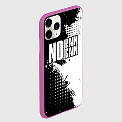 Чехол iPhone 11 Pro матовый No pain no gain - белый, цвет: 3D-фиолетовый — фото 2