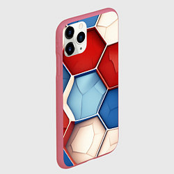 Чехол iPhone 11 Pro матовый Большие белые синие красные плиты, цвет: 3D-малиновый — фото 2