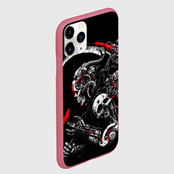 Чехол iPhone 11 Pro матовый Cyberpunk death, цвет: 3D-малиновый — фото 2