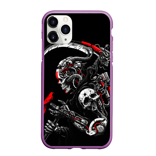 Чехол iPhone 11 Pro матовый Cyberpunk death / 3D-Фиолетовый – фото 1