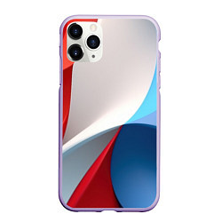 Чехол iPhone 11 Pro матовый Абстракция белый синий красный, цвет: 3D-светло-сиреневый