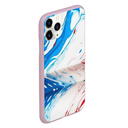 Чехол iPhone 11 Pro матовый Белые синие красные брызги, цвет: 3D-розовый — фото 2