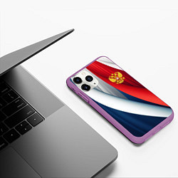 Чехол iPhone 11 Pro матовый Герб России абстракция, цвет: 3D-фиолетовый — фото 2