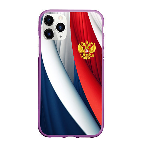 Чехол iPhone 11 Pro матовый Герб России абстракция / 3D-Фиолетовый – фото 1