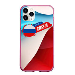 Чехол iPhone 11 Pro матовый Russia abstract, цвет: 3D-малиновый