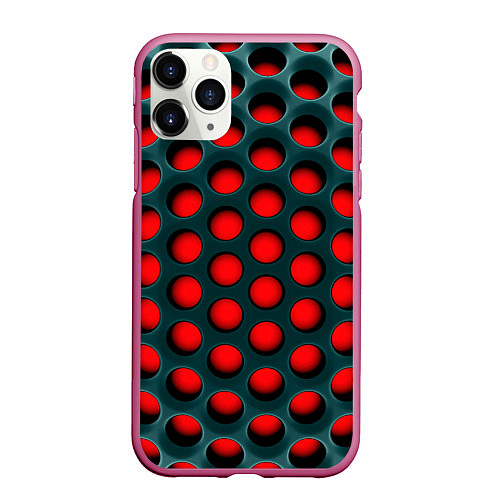 Чехол iPhone 11 Pro матовый Сотовая структура 3D / 3D-Малиновый – фото 1