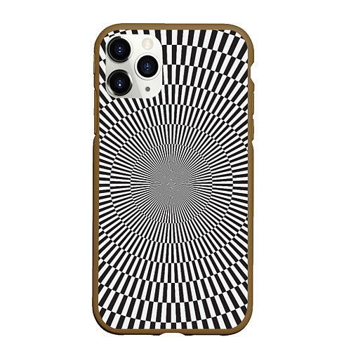 Чехол iPhone 11 Pro матовый Психоделические линии / 3D-Коричневый – фото 1