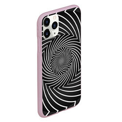 Чехол iPhone 11 Pro матовый Оптическая иллюзия изогнутые линии, цвет: 3D-розовый — фото 2