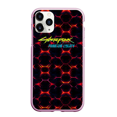 Чехол iPhone 11 Pro матовый Cyberpunk 2077 phantom liberty dark abstract / 3D-Розовый – фото 1