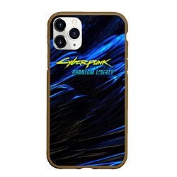 Чехол iPhone 11 Pro матовый Black blue cyberpunk phantom liberty, цвет: 3D-коричневый