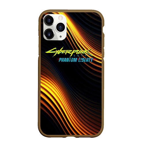 Чехол iPhone 11 Pro матовый Black gold cyberpunk phantom liberty / 3D-Коричневый – фото 1