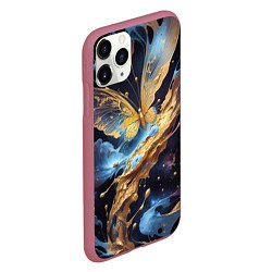 Чехол iPhone 11 Pro матовый Бабочка краски узор, цвет: 3D-малиновый — фото 2