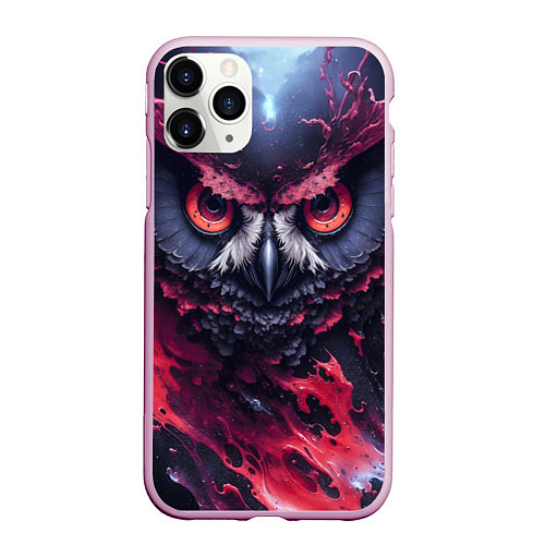 Чехол iPhone 11 Pro матовый Сова взгляд краска / 3D-Розовый – фото 1