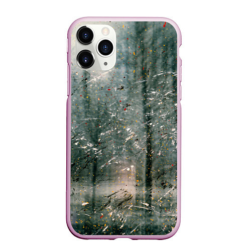 Чехол iPhone 11 Pro матовый Тени деревьев и краски / 3D-Розовый – фото 1