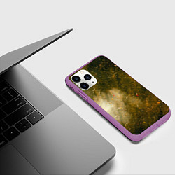 Чехол iPhone 11 Pro матовый Золотистый туман и краски, цвет: 3D-фиолетовый — фото 2