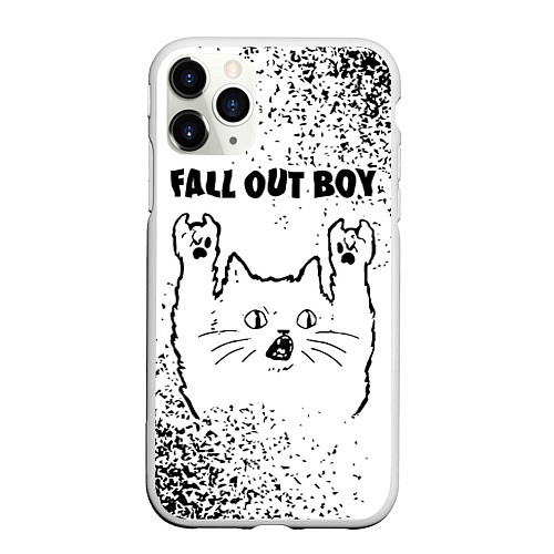 Чехол iPhone 11 Pro матовый Fall Out Boy рок кот на светлом фоне / 3D-Белый – фото 1