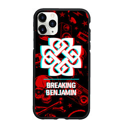 Чехол iPhone 11 Pro матовый Breaking Benjamin rock glitch