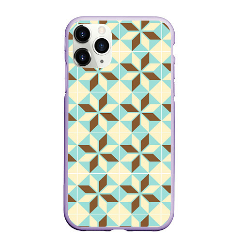 Чехол iPhone 11 Pro матовый Brown blue pattern / 3D-Светло-сиреневый – фото 1