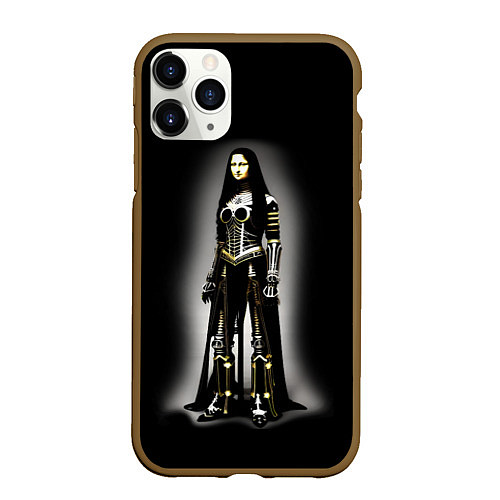 Чехол iPhone 11 Pro матовый Мона Лиза - готика - нейросеть / 3D-Коричневый – фото 1