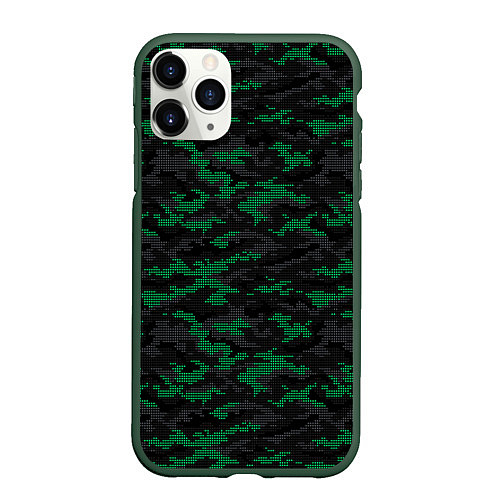 Чехол iPhone 11 Pro матовый Точечный камуфляжный узор Spot camouflage pattern / 3D-Темно-зеленый – фото 1