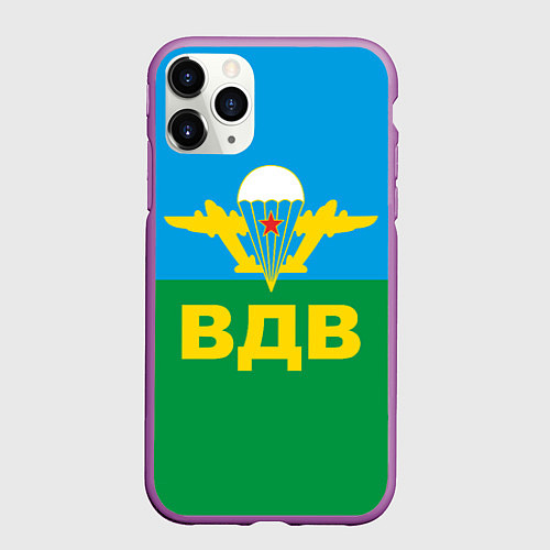 Чехол iPhone 11 Pro матовый ВДВ - символика / 3D-Фиолетовый – фото 1