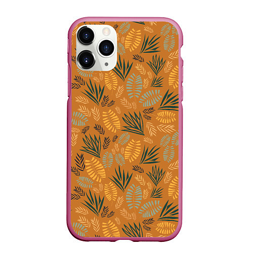 Чехол iPhone 11 Pro матовый Мексиканские оранжевые папаротники / 3D-Малиновый – фото 1