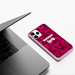 Чехол iPhone 11 Pro матовый Боевая Lady, цвет: 3D-розовый — фото 2