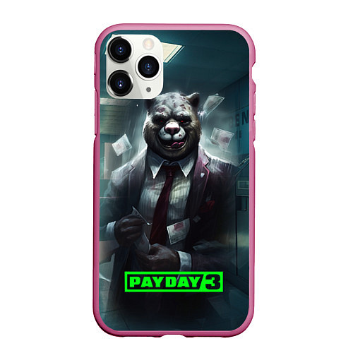 Чехол iPhone 11 Pro матовый Payday 3 crazy bear / 3D-Малиновый – фото 1