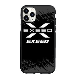 Чехол iPhone 11 Pro матовый Exeed speed на темном фоне со следами шин