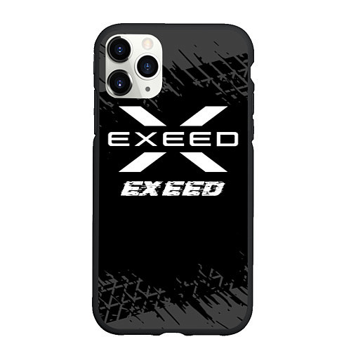 Чехол iPhone 11 Pro матовый Exeed speed на темном фоне со следами шин / 3D-Черный – фото 1