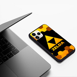 Чехол iPhone 11 Pro матовый Zelda - gold gradient, цвет: 3D-черный — фото 2