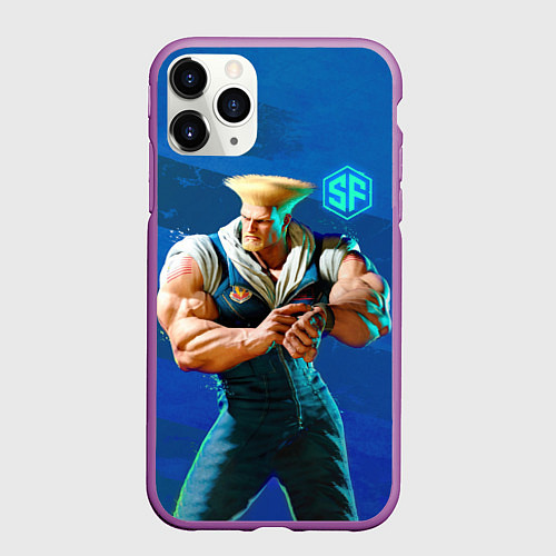 Чехол iPhone 11 Pro матовый Street Fighter 6: Guile / 3D-Фиолетовый – фото 1