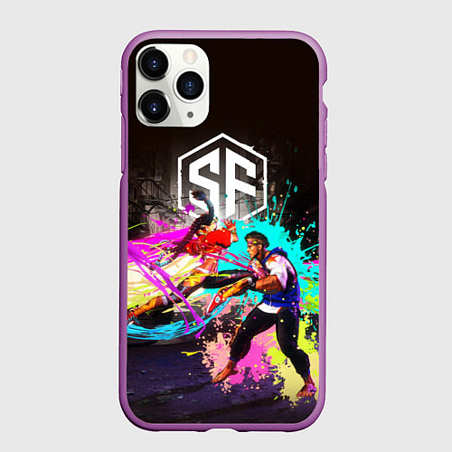 Чехол iPhone 11 Pro матовый Street Fighter game / 3D-Фиолетовый – фото 1