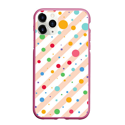 Чехол iPhone 11 Pro матовый Color circles / 3D-Малиновый – фото 1