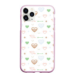 Чехол iPhone 11 Pro матовый Cute hearts, цвет: 3D-розовый
