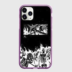 Чехол iPhone 11 Pro матовый Блич - Скелеты в огне, цвет: 3D-фиолетовый