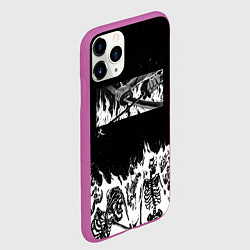Чехол iPhone 11 Pro матовый Блич - Скелеты в огне, цвет: 3D-фиолетовый — фото 2