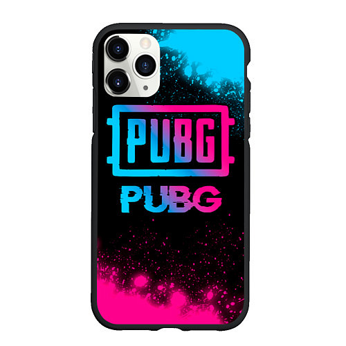 Чехол iPhone 11 Pro матовый PUBG - neon gradient / 3D-Черный – фото 1