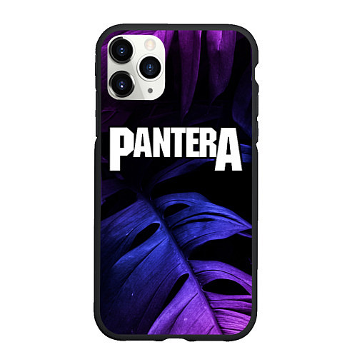 Чехол iPhone 11 Pro матовый Pantera neon monstera / 3D-Черный – фото 1