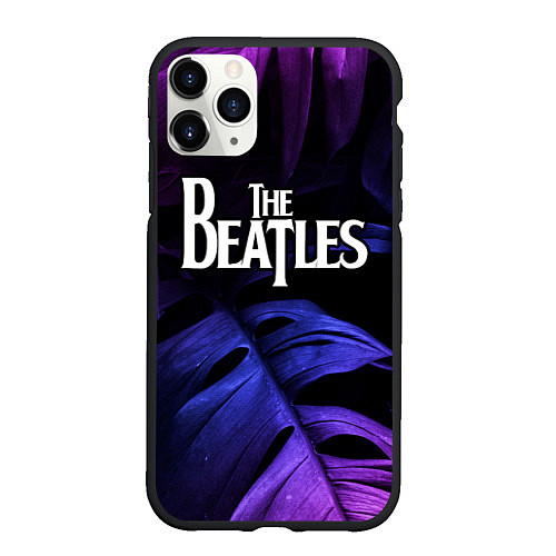 Чехол iPhone 11 Pro матовый The Beatles neon monstera / 3D-Черный – фото 1