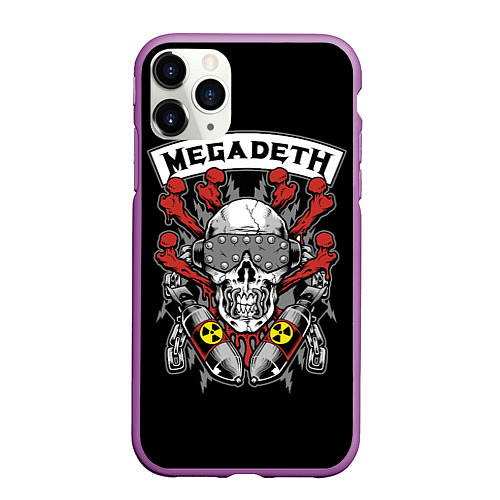 Чехол iPhone 11 Pro матовый Megadeth - ядерный череп / 3D-Фиолетовый – фото 1